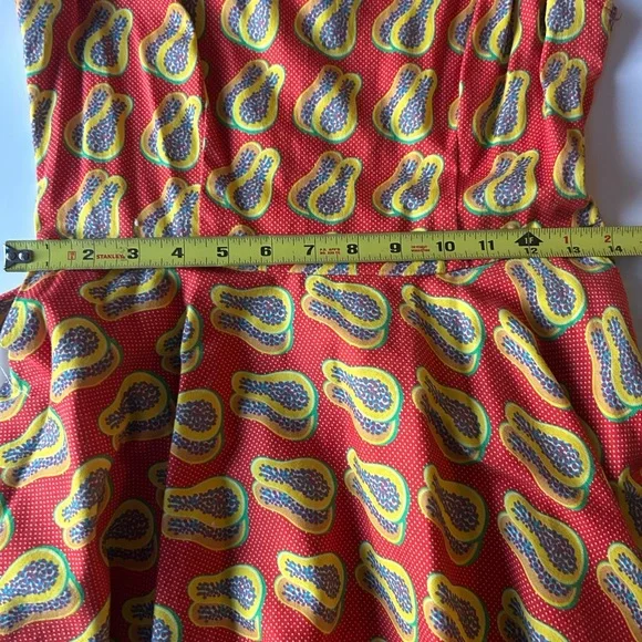 Fun Dress Travel/Work/Casual Papaya Print Sleeveless A-Line Swing Dress W/ Belt - Picture 9 of 11